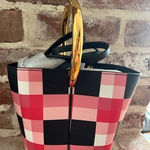 Marni quilted patterned bucket bag. NWT. Pink, Blue and white.